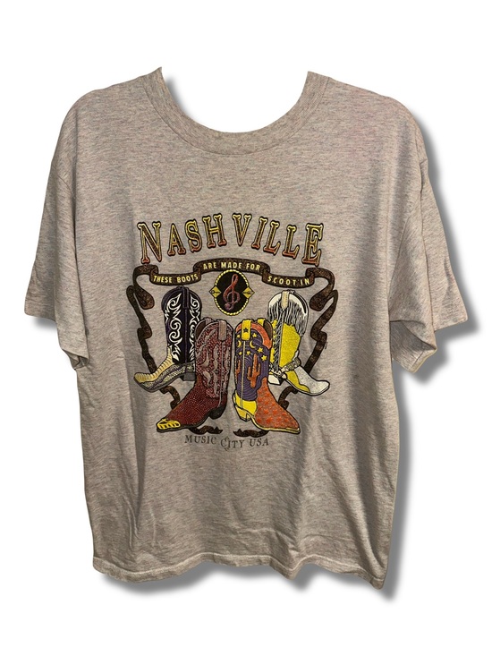 Vintage Tops - Vtg 90s Nashville Glittery Cotton Tshirt